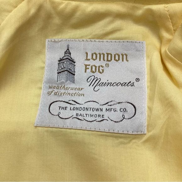 Vintage Yellow London Fog Maincoats SZ 10 Reg Button Close 2 Pocket Collar Lined - Picture 10 of 15